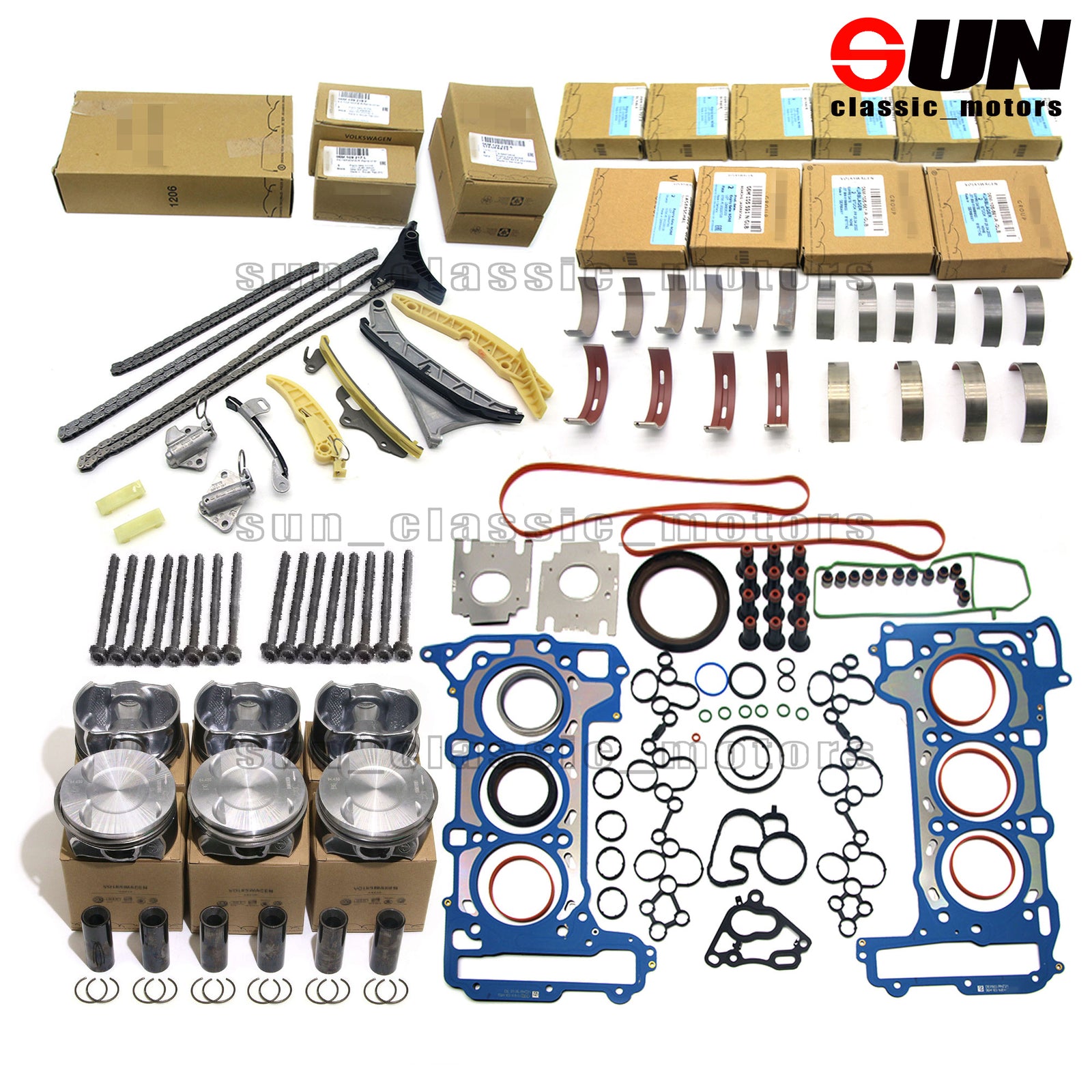 Engine rebuild and overhaul piston kit for Audi RS5 for Cayenne for Panamera EA839 2.9 TFSI-