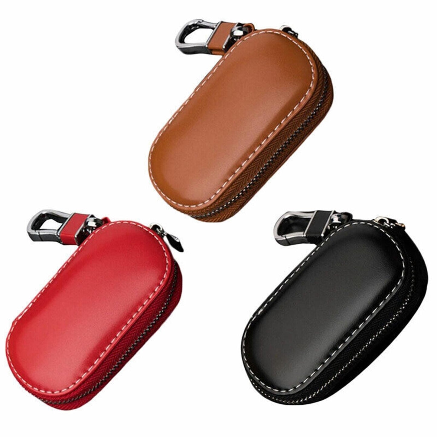 Universal Leather Car Remote Key Chain Zipper Wallet Holder Bag Protector Q