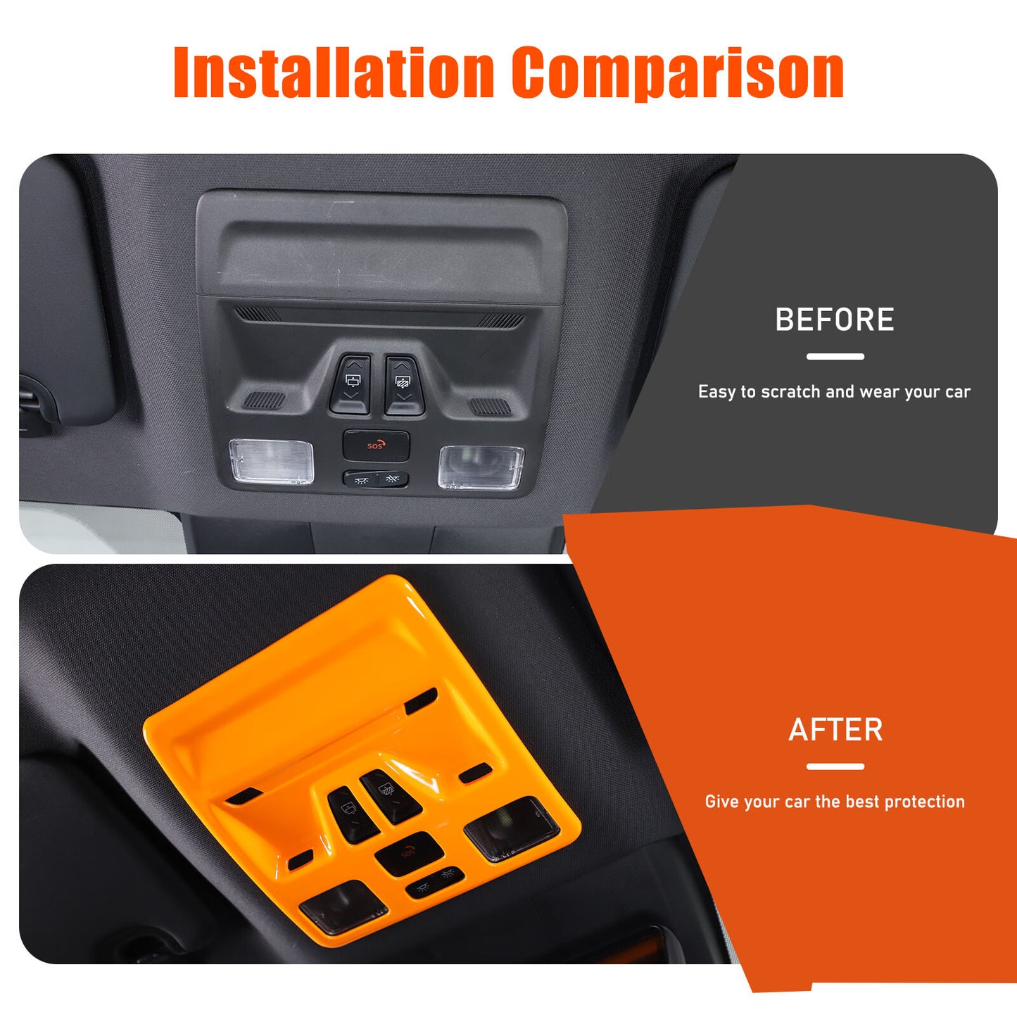 Orange ABS interior front reading light cover trim piece for Ranger 2023-2024 - 1 piece n