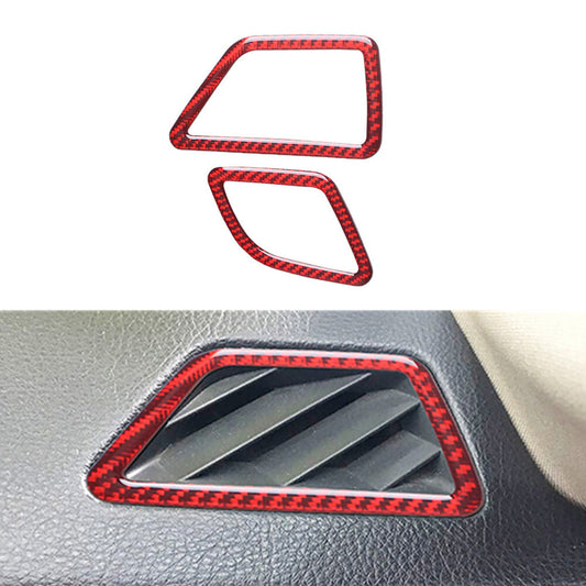 Red carbon fiber medium vent outlet trim for BMW 5 Series F10 2011-17