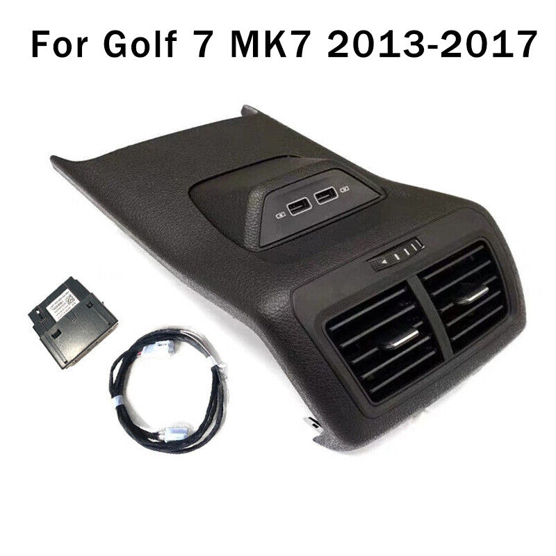 Rear air conditioning vent socket, center armrest with USB port, compatible with for Golf 7 MK7 2013-2017.
