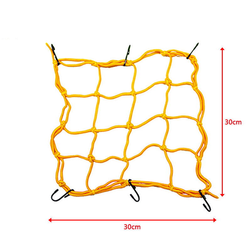 30*30CM Motorcycle Elasticated Luggag Cargo Net Strong Webbing Straps Tie Yellow Q