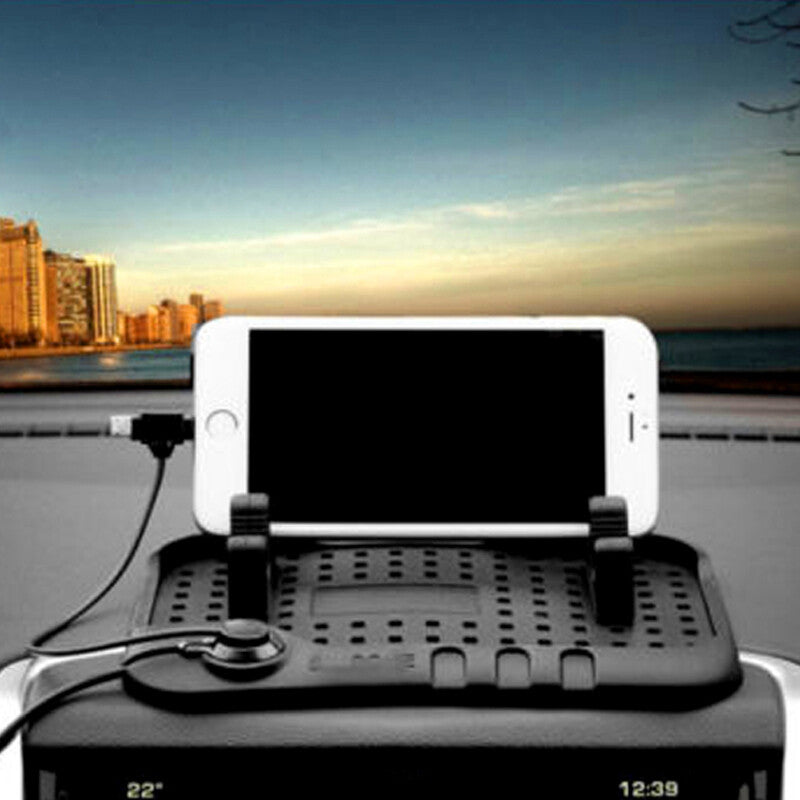 Car mount, dashboard bracket, USB magnetic charger, soft silicone for phone GPS - n