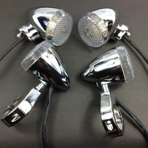 4-piece motorcycle front and rear 41mm turn signal fork clip light chrome plating suitable for Harley-Davidson