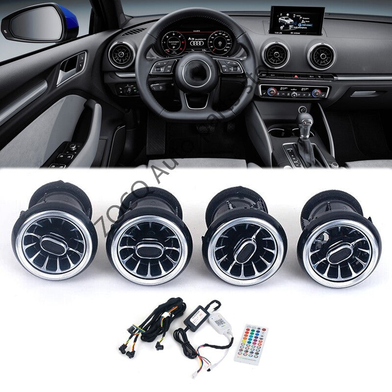 for Audi A3 2013-2020 1Set LED Dashboard AC Air Condition Vent Outlet Turbo Trim v