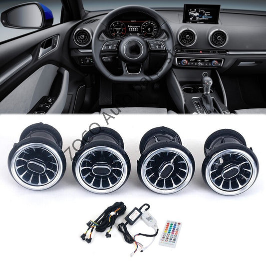 for Audi A3 2013-2020 1Set LED Dashboard AC Air Condition Vent Outlet Turbo Trim v