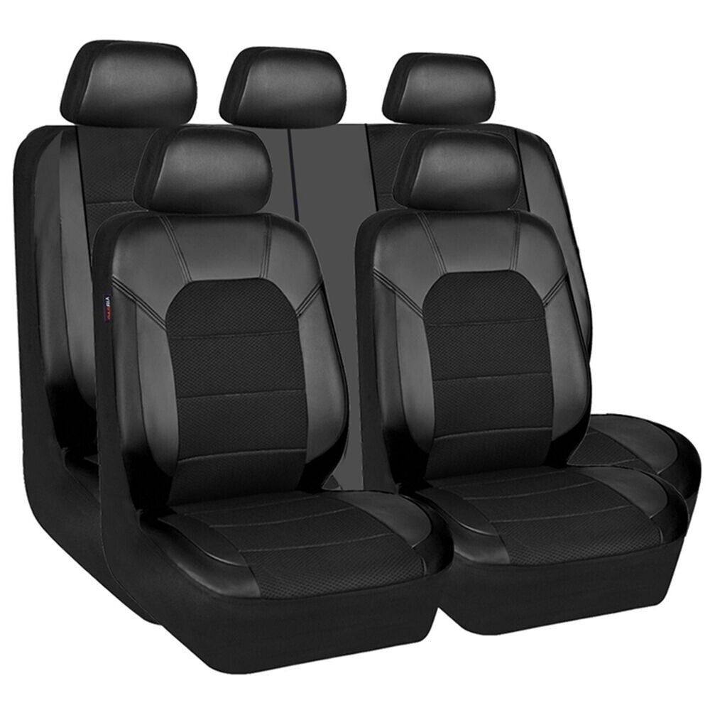 Black Car for Seat Cover Leather Protector Front Rear Cushion Universal Full-Kits. n