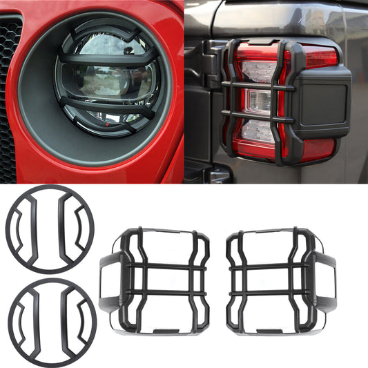 4-PACK Headlight Rear Tail Light Guard Cover Trim for Jeep for Wrangler JL 2018-2023