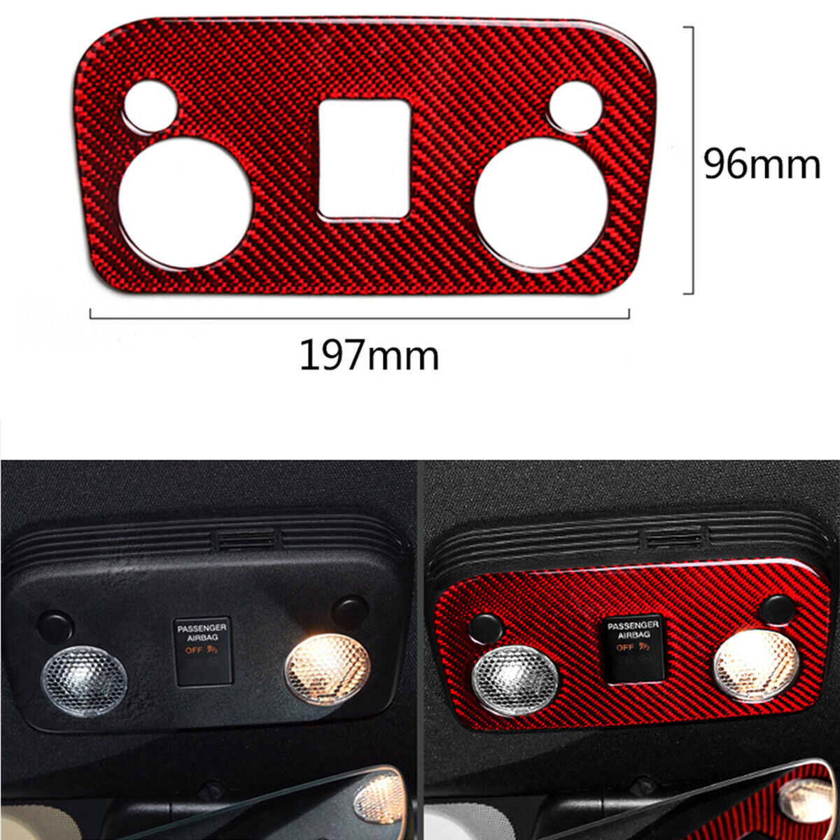 Carbon Fiber Reading Lamp Control Panel Trim Sticker Auto for Ford for Mustang 15-19
