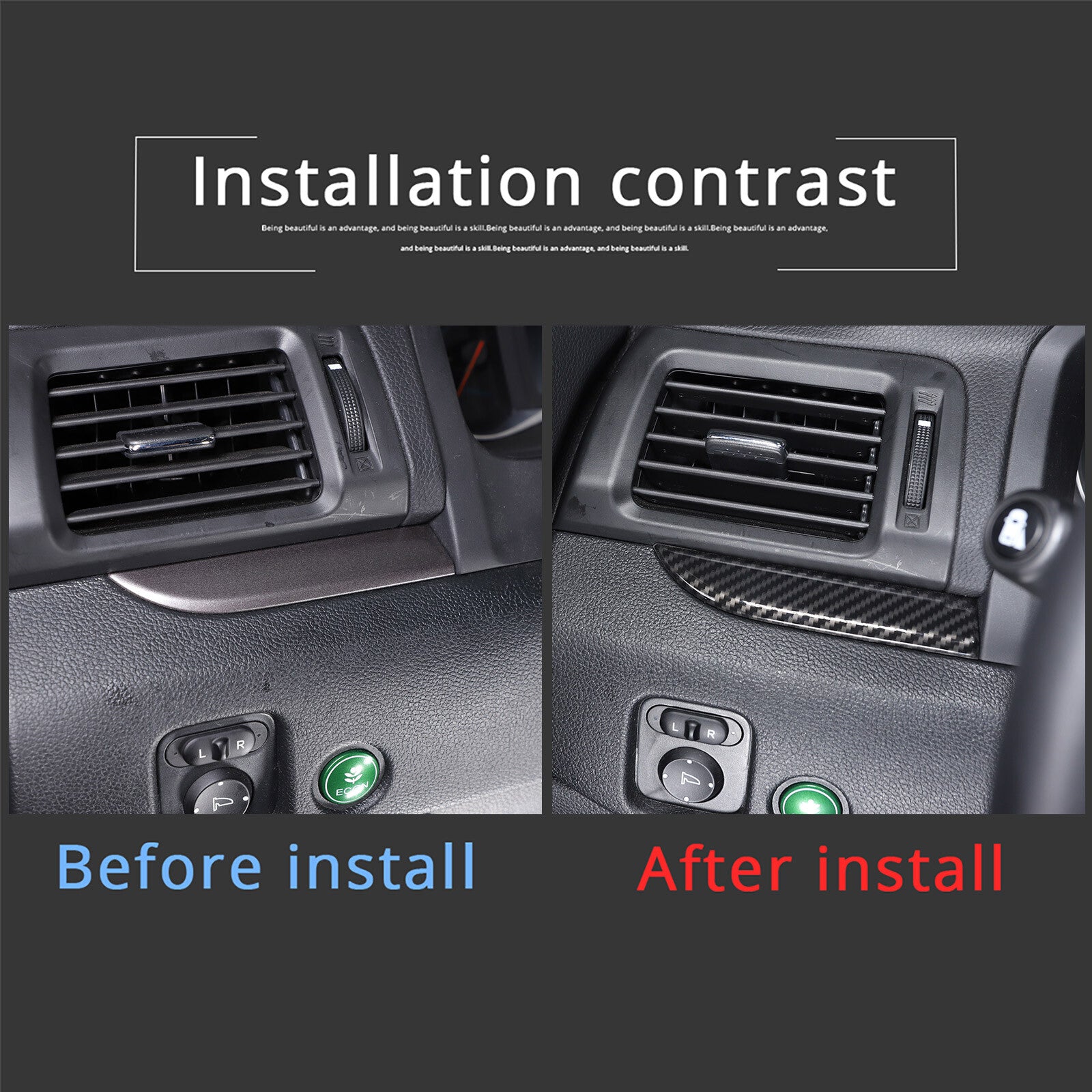 Carbon ABS center console dashboard passenger side strip for Honda Pilot 2015 - 2022 - n