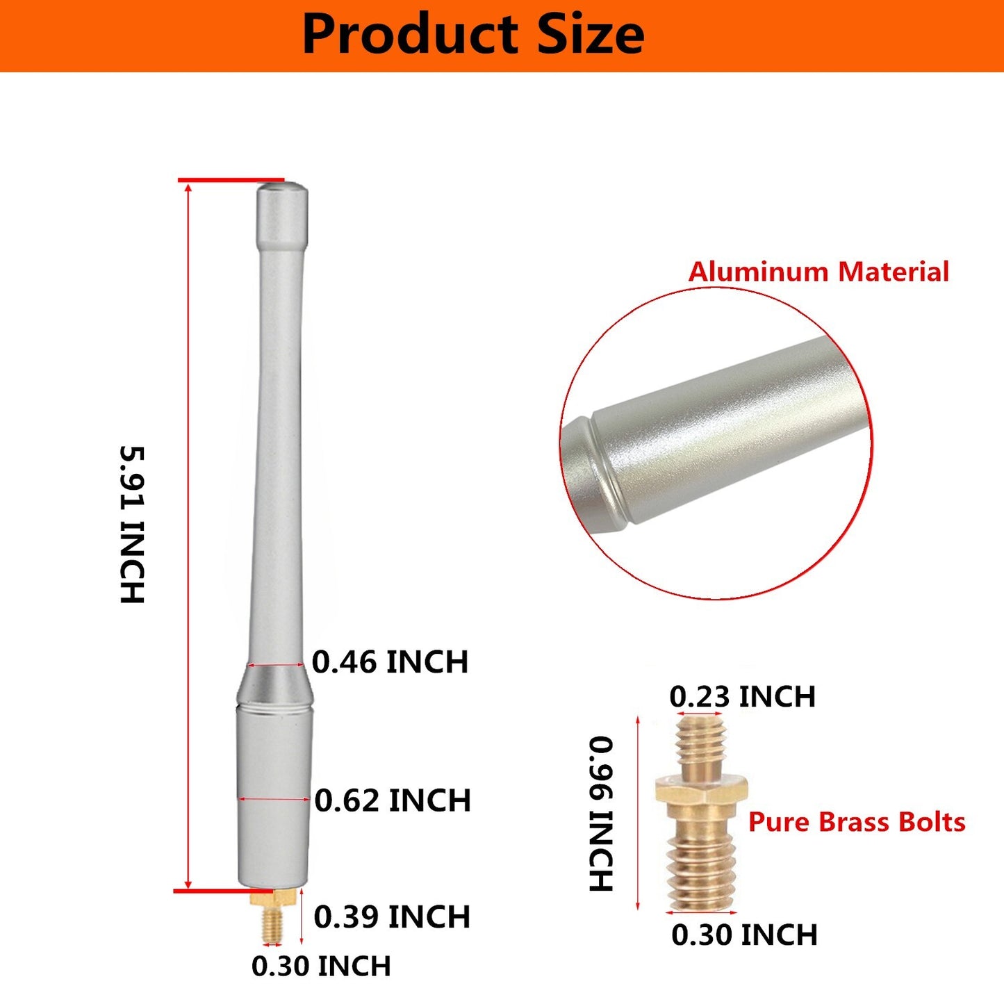 Silver Metal 6 Antenna for Jeep for Wrangler JK JKU JL JLU Rubicon Sahara 2007-2024