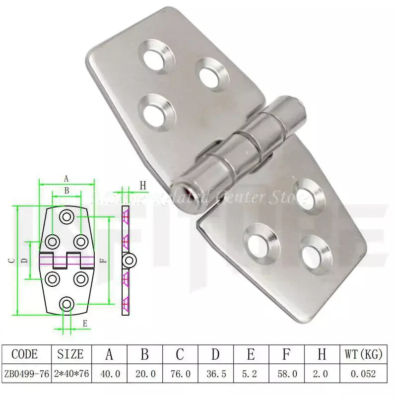 10X 316 Stainless Steel Marine Boat Hinges 3 1.5 Strap Hinges Heavy Duty Thin