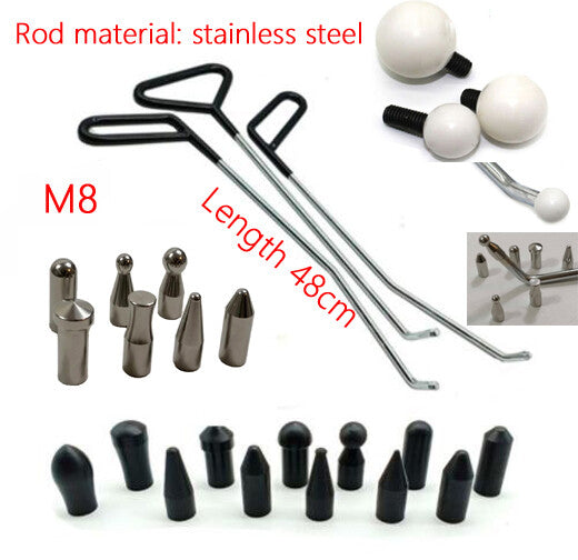 Auto Dent Puller Rods,Car Paintless Repair Hooks, Dent Removal tool M8 hook tips v