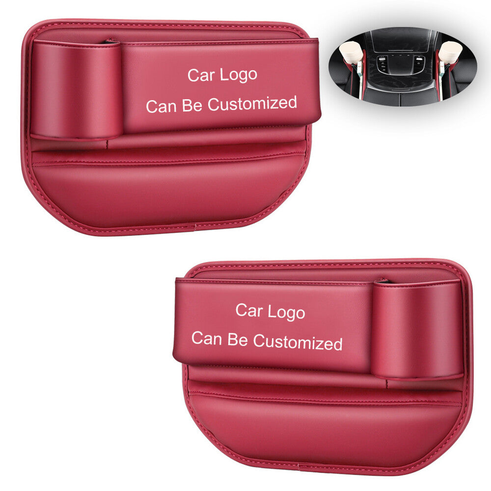Car for Seat Customization Logo PU Leather Crevice Pocket Storage Box Organizer Stow v