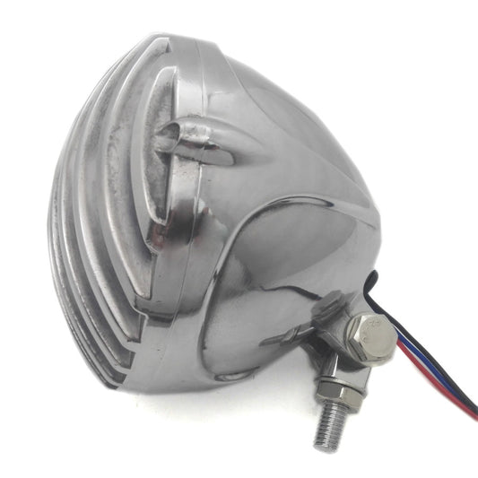 Chrome Polished Scalloped Finned Grill Headlight for Honda Bobber Chopper Custom Q