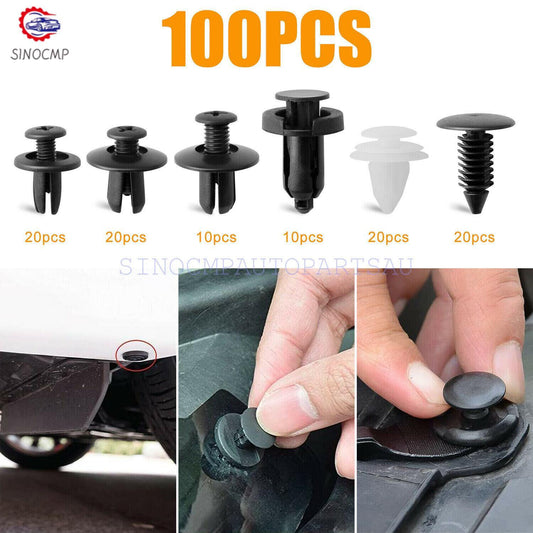 100Pcs Bumper Clips Car Plastic Bumper Retainer Rivets Fasteners Auto Body Door