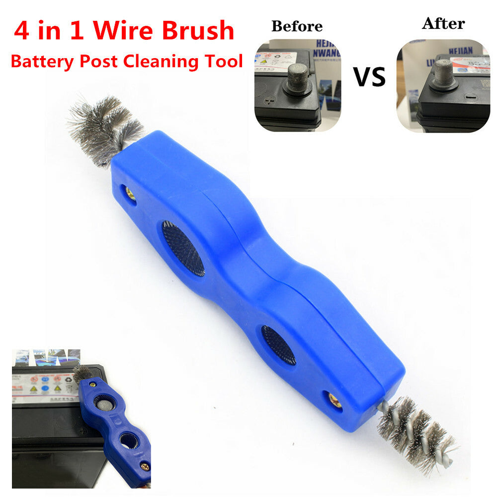 4-in-1 wire brush battery post cleaning tool and plumber's copper pipe cleaner 7/8 5/8- n