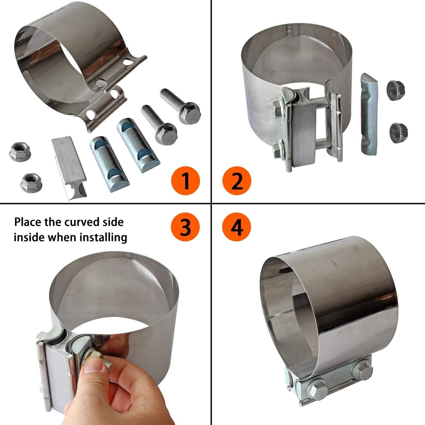5-inch stainless steel exhaust clip connector with 5-inch muffler clip