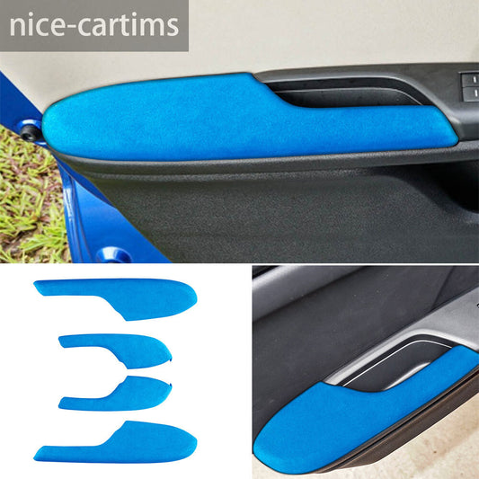 4¡ÁSuede Blue Interior Door Armrest Panel Trim Kit for Honda for Civic 10th 2016-2021