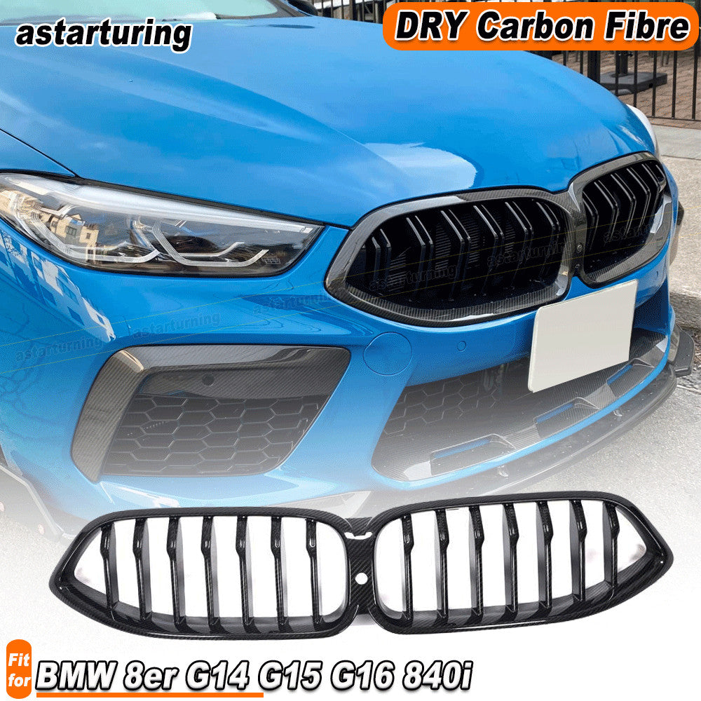 for BMW 8 Series G14 G15 G16 840i 2018-2023 DRY CARBON Front Grille Grill Cover