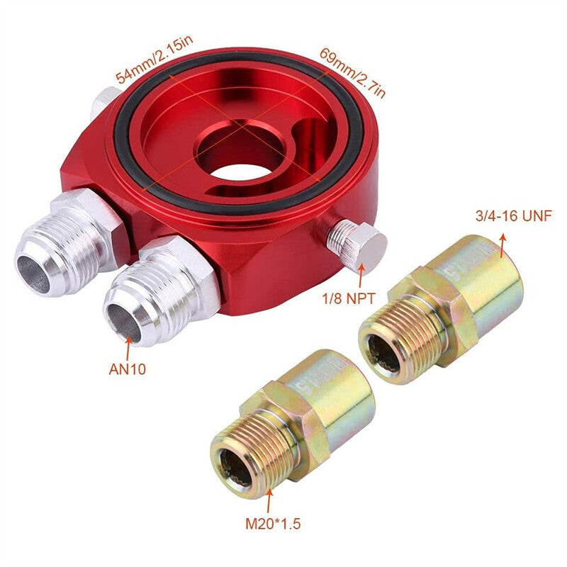 M20x1.5 Universal Aluminum 10AN Oil Filter Cooler Sandwich Plate Adapter 1/8 NPT Q