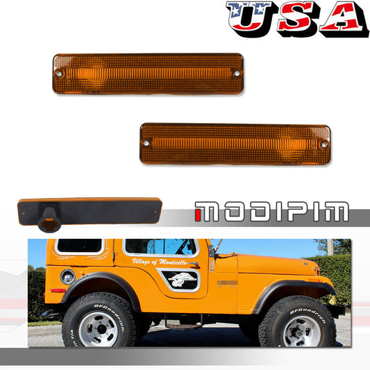 LH & RH Amber Front Fender Side Marker Reflector Housing Kit for for Jeep J - v