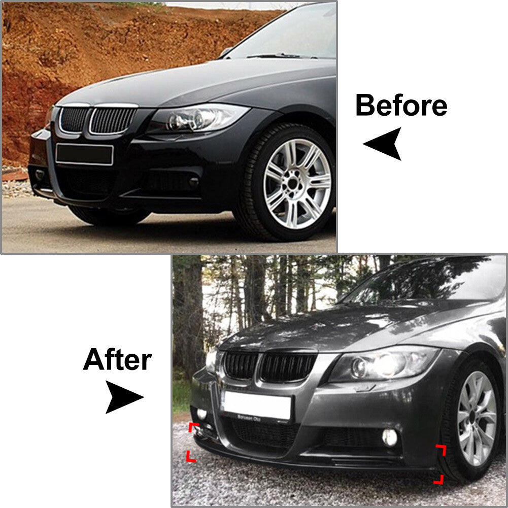 Fit for BMW 3 Series E90 Carbon Front Bumper Spoiler Lip+Side Splitter Cover Trim