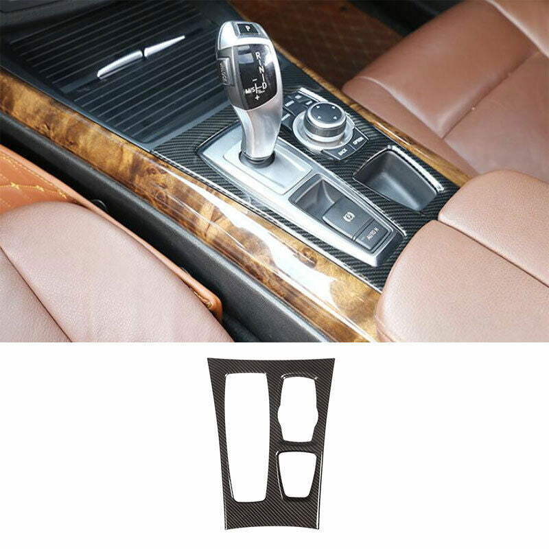 for BMW X5 X6 E70 2010-13 ABS Carbon Fiber Central Console Gear Shift Cover Trim