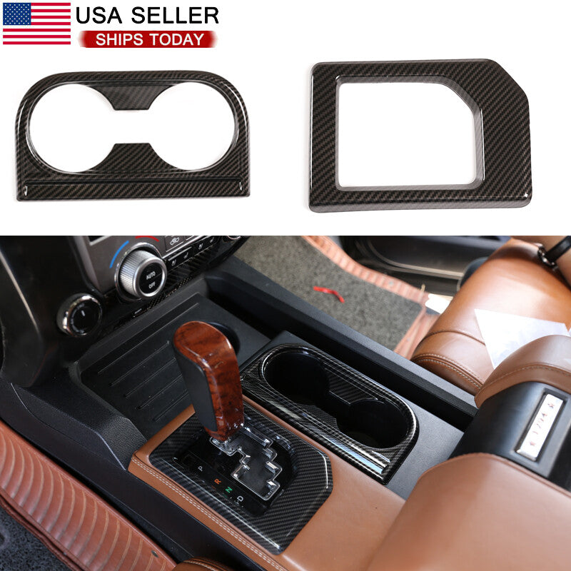 Carbon fiber gear panel and cup holder cover for Tendera 2014-2021 ABS n