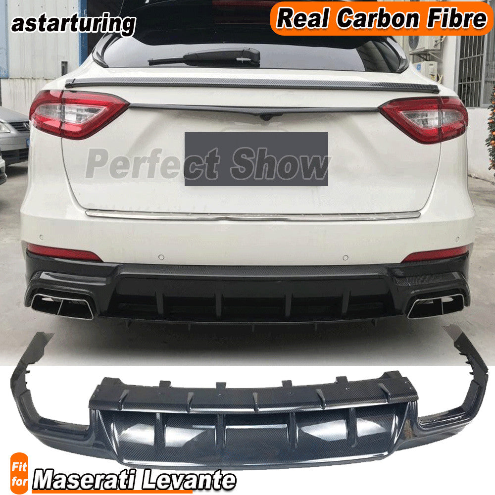for Maserati for Levante 2016-19 REAL CARBON Rear Bumper Diffuser Lip W/Exhaust Tips