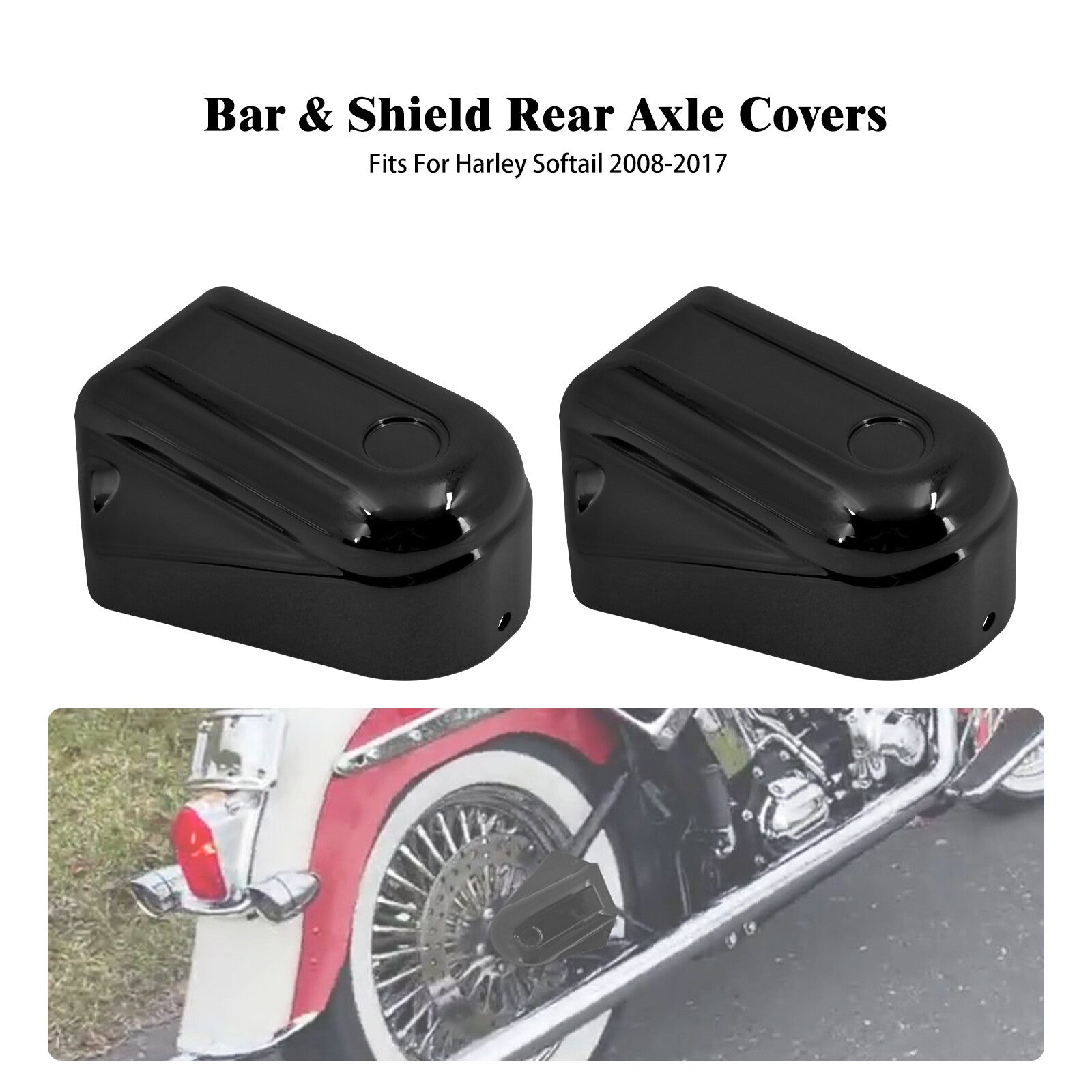 Black Bar Shield Rear Axle Covers Guards Swingarm for Harley Softail FLS 08-17