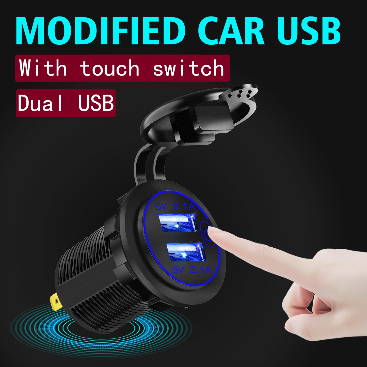Car Cigarette Lighter Socket Dual USB Fast Charger Adapter w/ Wire and Terminal