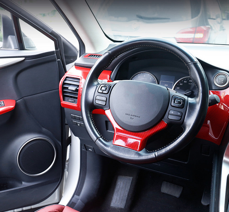 for Lexus NX200 300 15-21 Red Carbon Fiber Style Steering Wheel Sheet Cover Trim