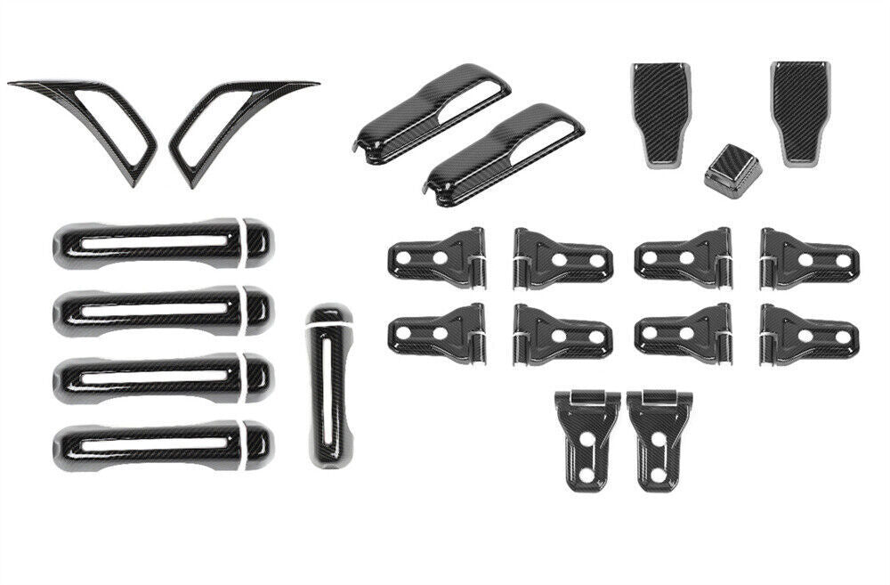 37PCS Carbon Fiber ABS Exterior Decorative 20-22 for Jeep for Wrangler JL 4Dr Trim n