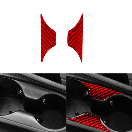 2X Red Carbon Fiber Center Cup Hold Trim Cover for Hyundai for Veloster JS 2019-2022