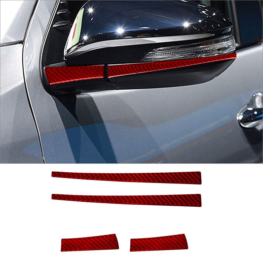4-piece set of red carbon fiber rearview mirror cover trim strips for Toyota Hilux