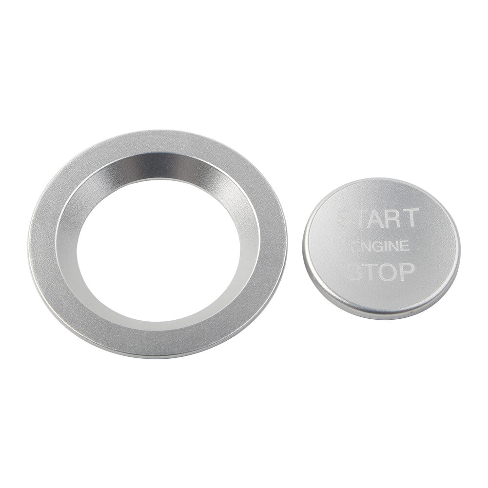 Keyless Engine Push Start Button Cover w/ Ring for Jaguar for F-Type XE Silver US