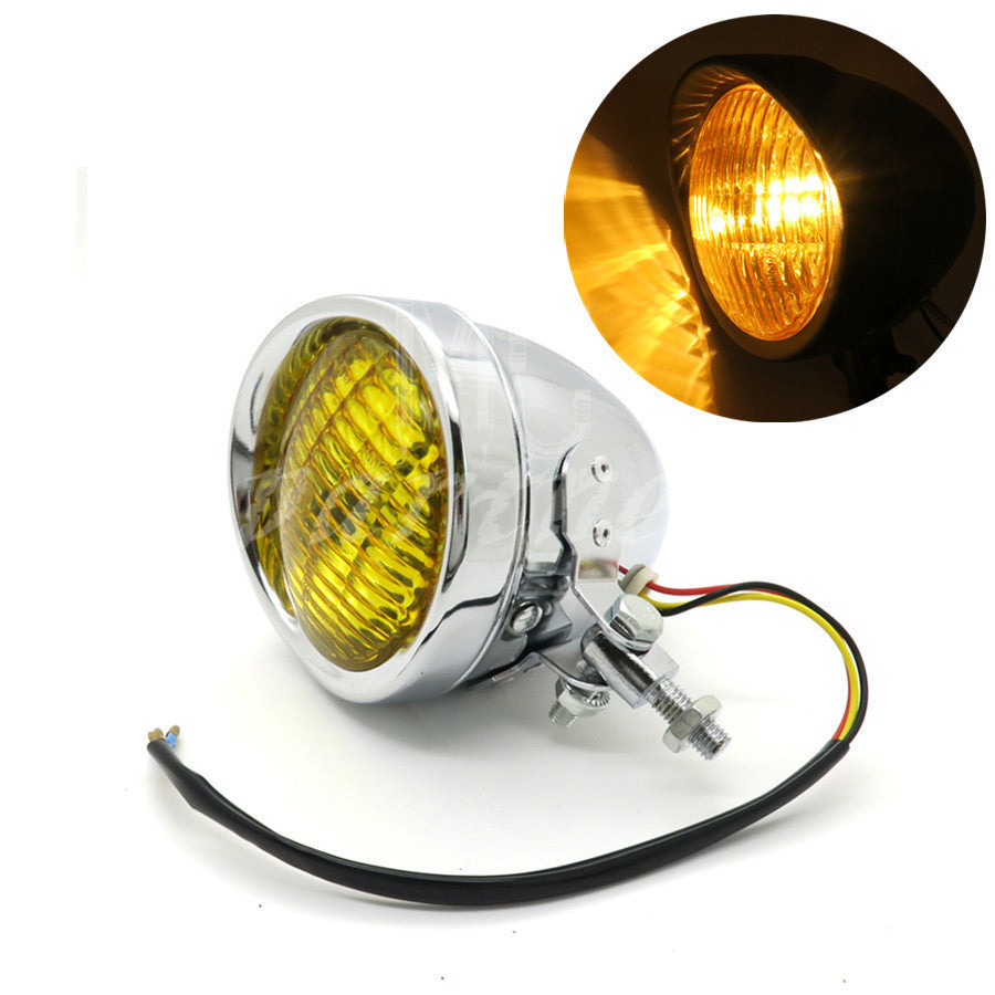 Chrome Bullet Retro Metal Front Headlight for Harley Cafe Racer Bobber Custom Q
