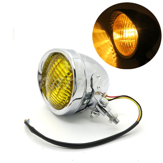 Chrome Bullet Retro Metal Front Headlight for Harley Cafe Racer Bobber Custom Q