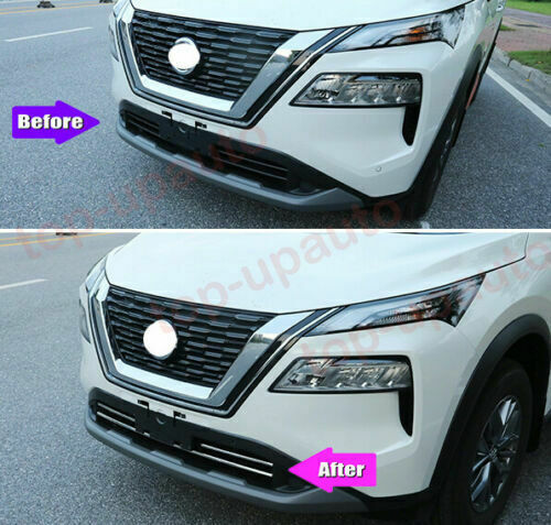 2for Nissan Rogue 2021-2023 Chrome Front Center Grille Grill Bottom Strips Trim