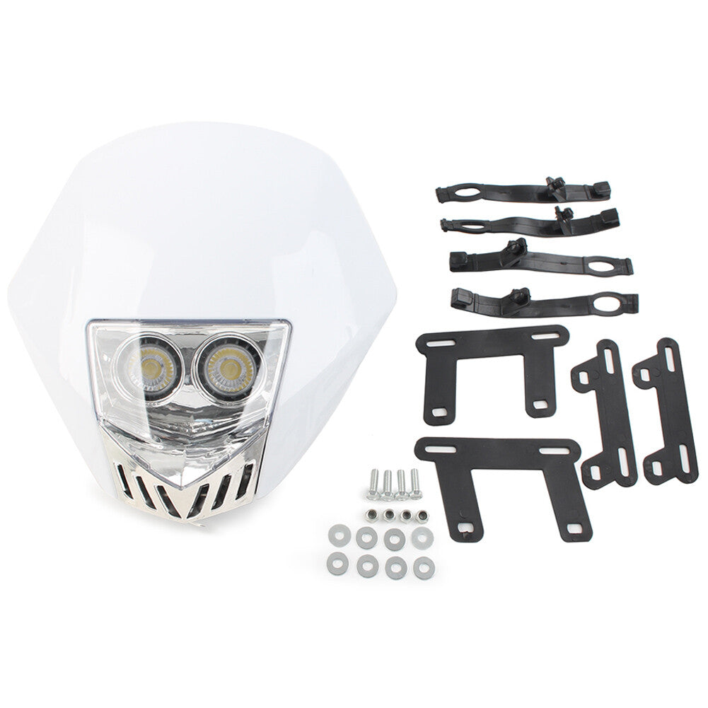 FITS Dirt Pit Bike Dual 6W LED Bulbs 12V Universal Modified Headlight Head Lamp Q