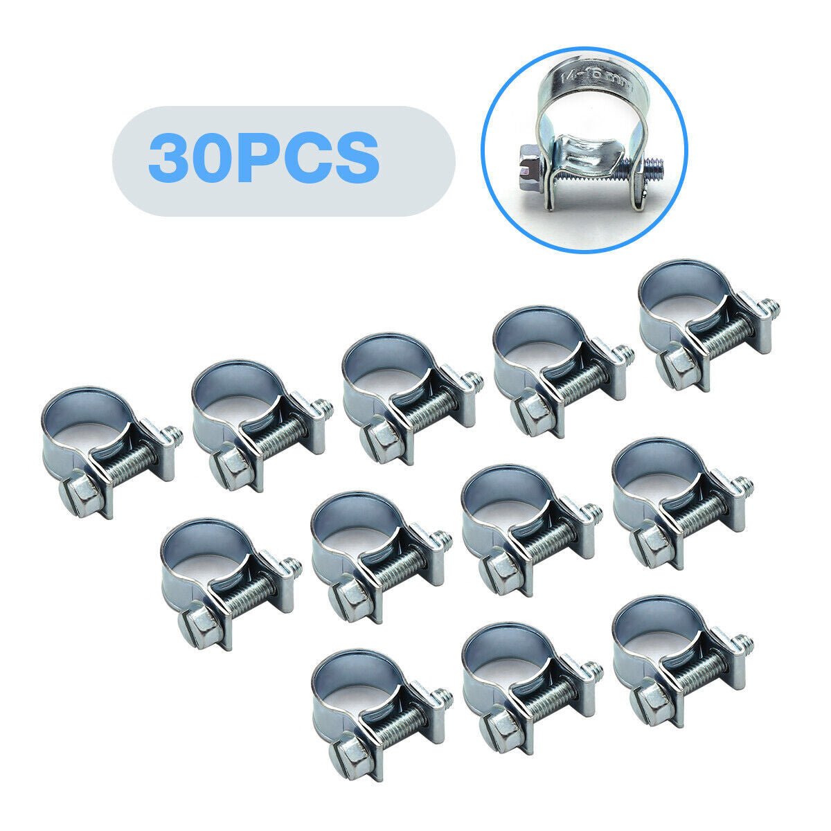 30 Pcs 1/4 5/16 3/8 Fuel Injection Gas Line Hose Clamps Clip Pipe Clamp NEW