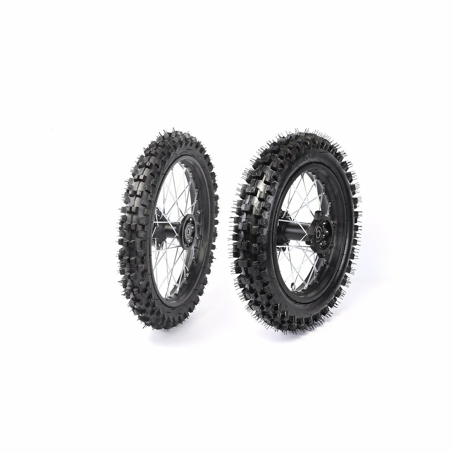 14-inch and 12-inch wheels, 60/100-14 and 80/100-12 tires and rim kits for the XR70 SSR 125cc/110cc pit bike.