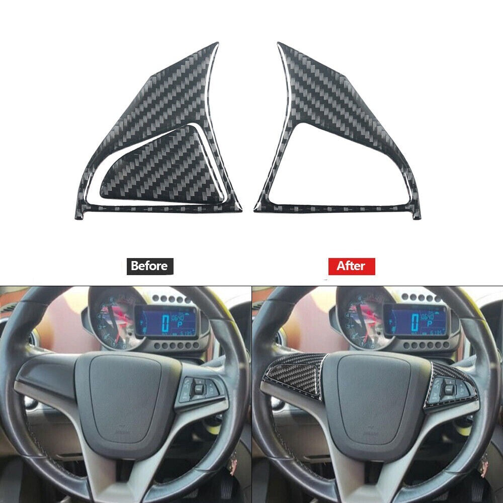 Carbon Fiber Steering Wheel Button Trim Type B For Sonic 2012-2016 New n