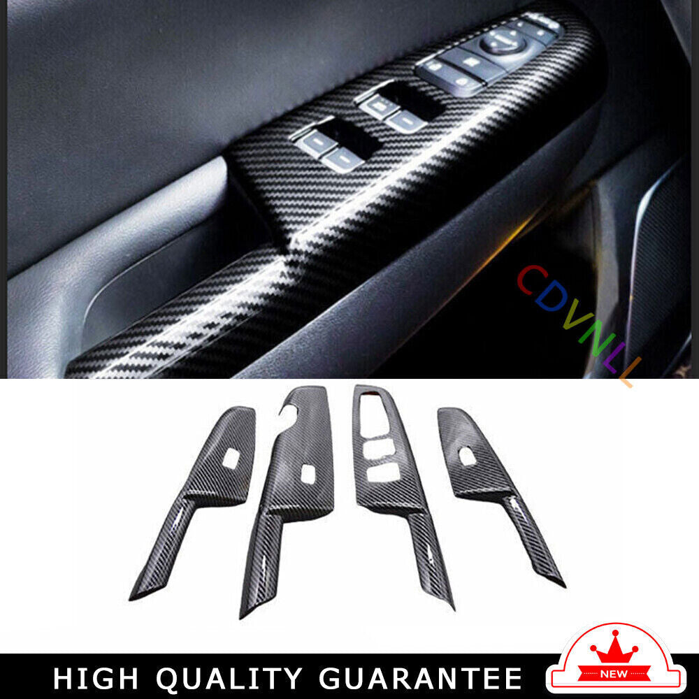Glass Window Lifting Lock Panel Trim 4X for Kia Sportage 2017-2020 Carbon Fiber