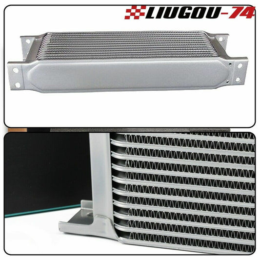 10 Row 10AN Universal Engine Aluminum Transmission Oil Cooler Silver - v
