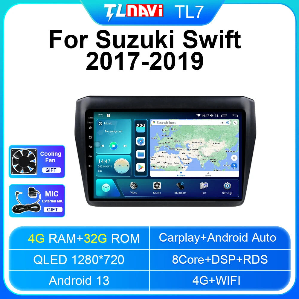 for Suzuki for Swift 2017-2019 Car Stereo Radio CarPlay GPS Auto Player Multimedia