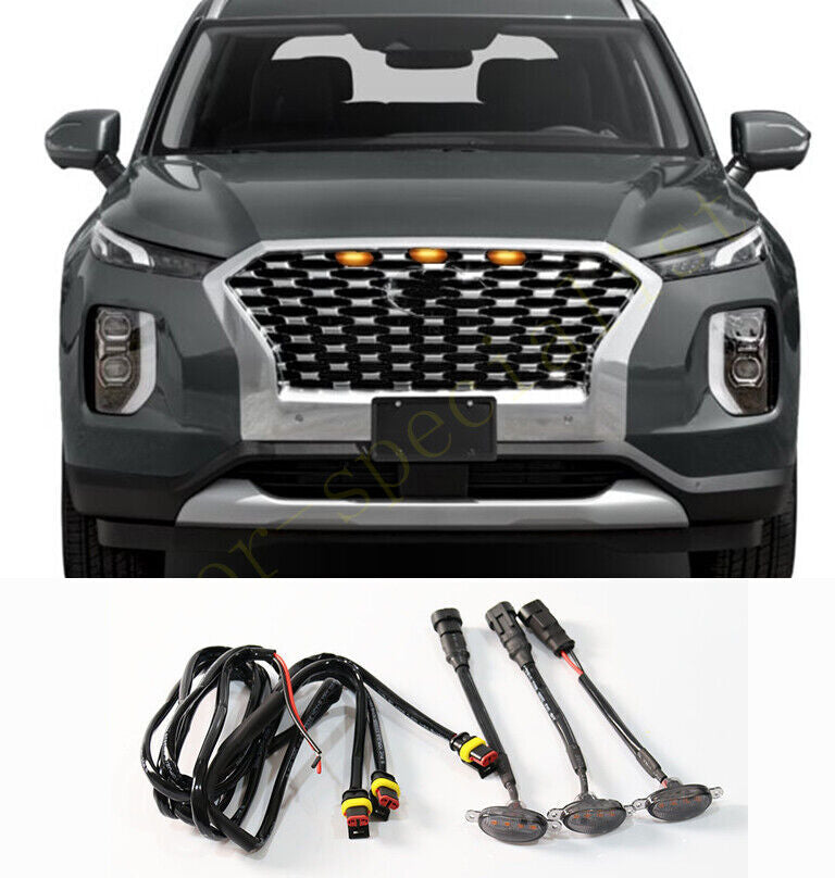 3*Front Grille LED Light Style Grill Cover for Hyundai Palisade 2016-2023 Q