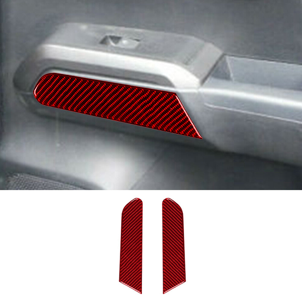 Red for Toyota Tacoma 2016-2022 Carbon Fiber Interior Rear Door Panel Cover Trim