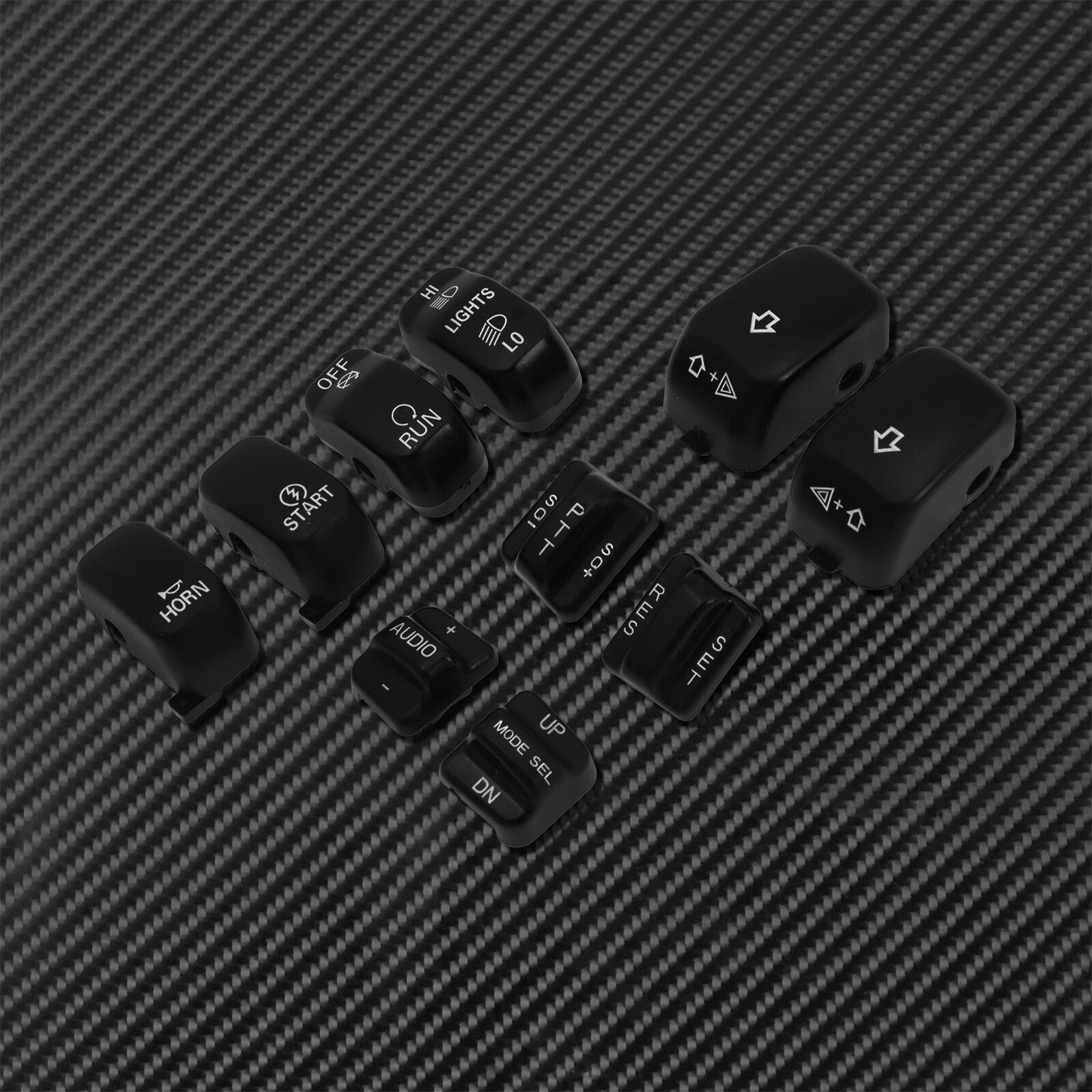 Chrome Handlebar Control Switch Housing Cover + Cap Buttons for Harley Touring Q